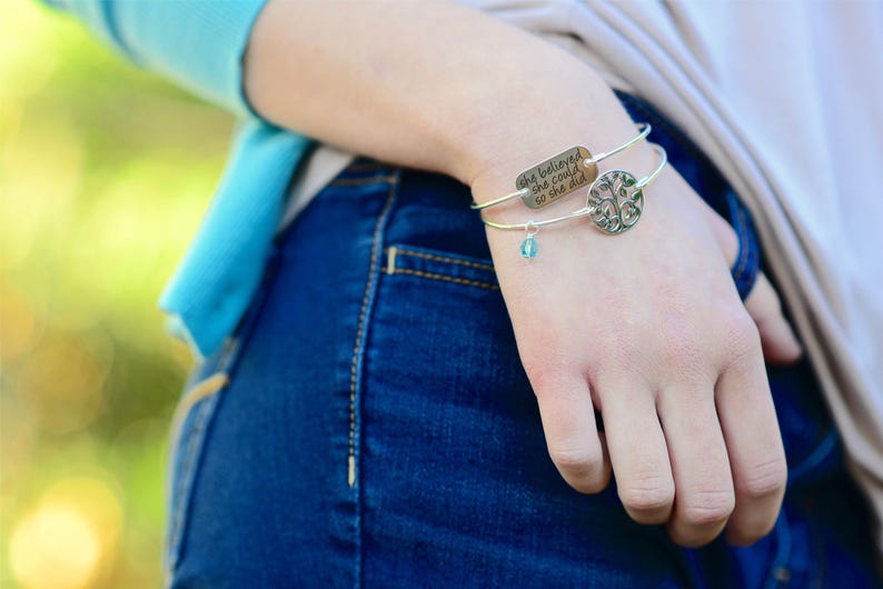 Graduation Gift for Her She Believed She Could So She Did Bracelet, Gift for Her, College Graduation Jewelry, Inspirational Bangle Bracelet image 6