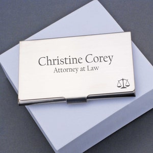 Lawyer Business Card Holder, Personalized Business Card Holder for Him or Her, Attorney Gift, Law School Graduation Gift image 1