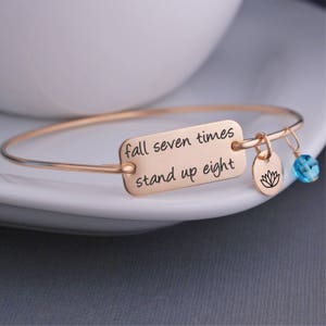 Fall Seven Times Stand Up Eight Bracelet, Motivational Bangle Bracelet, Custom Inspirational Jewelry image 2
