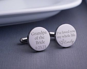Grandfather of the Bride Cufflinks, Grandpa of the Bride Gift for Wedding, Personalized Gift for Grandfather of the Bride