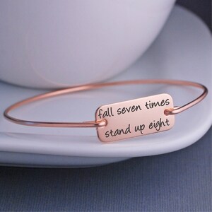 Fall Seven Times Stand Up Eight Bracelet, Motivational Bangle Bracelet, Custom Inspirational Jewelry image 3