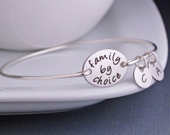 Family By Choice Bracelet, Adoption Bracelet, Mother's Day Gift for Mom, Adoption Bangle Jewelry with Personalized Initials