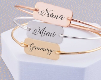 Mother's Day Gift for Nana, Mimi, Gigi, Yaya Bracelet, Personalized Bracelet for Grandma from Grandkids, Personalized Name Bracelet Gift