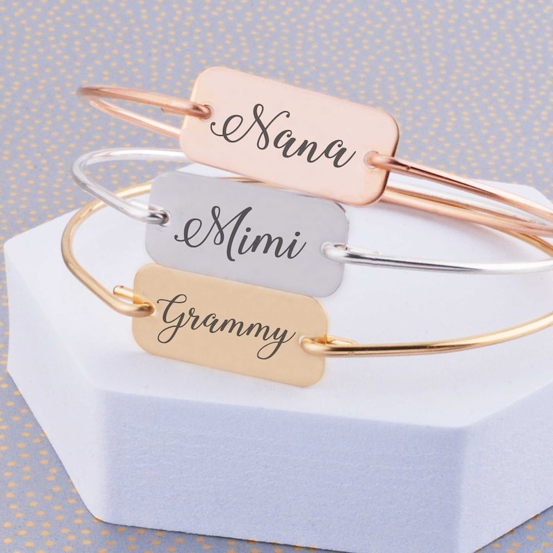 Mother's Day Gift for Nana, Mimi, Gigi, Yaya Bracelet, Personalized Bracelet for Grandma from Grandkids, Personalized Name Bracelet Gift image 1