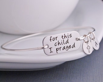 For This Child I Prayed Bracelet, Adoption Bracelet, Rainbow Baby, Personalized Adoption Jewelry, New Baby Gift, Push Present