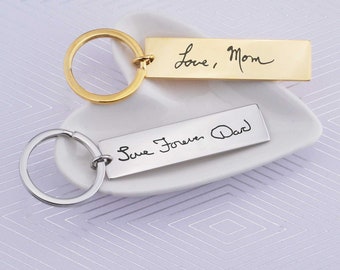 Handwriting Keychain, Memorial Gift, Engraved Gifts, Key Ring Keepsake, ACTUAL Handwriting Gifts, Gift for Spouse, Father's Day Gift