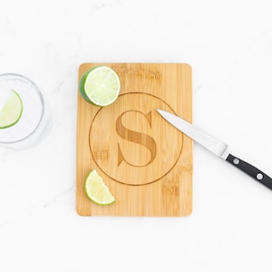 Engraved Cutting Board, Custom Bamboo Bar Board With Initial, 6x8 Inch Personalized Board, Gift For Them, Cheese Board, House Warming Gift