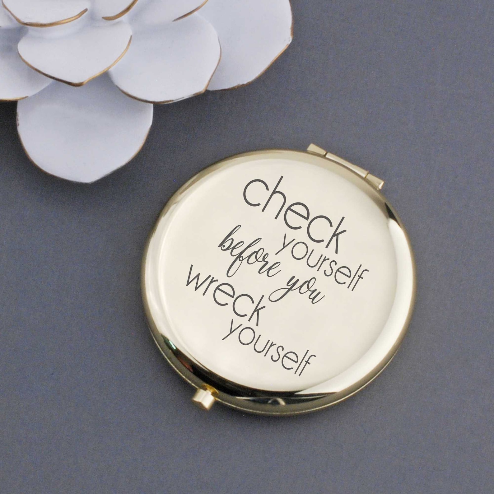 Funny Women Gifts Check Yourself Compact Mirror Engraved Etsy