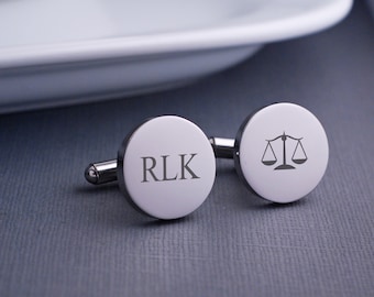Lawyer Gift, Scales of Justice Cufflinks, Personalized Lawyer Cufflinks, Custom Cuff Links for Law School Graduation, Father's Day Gift
