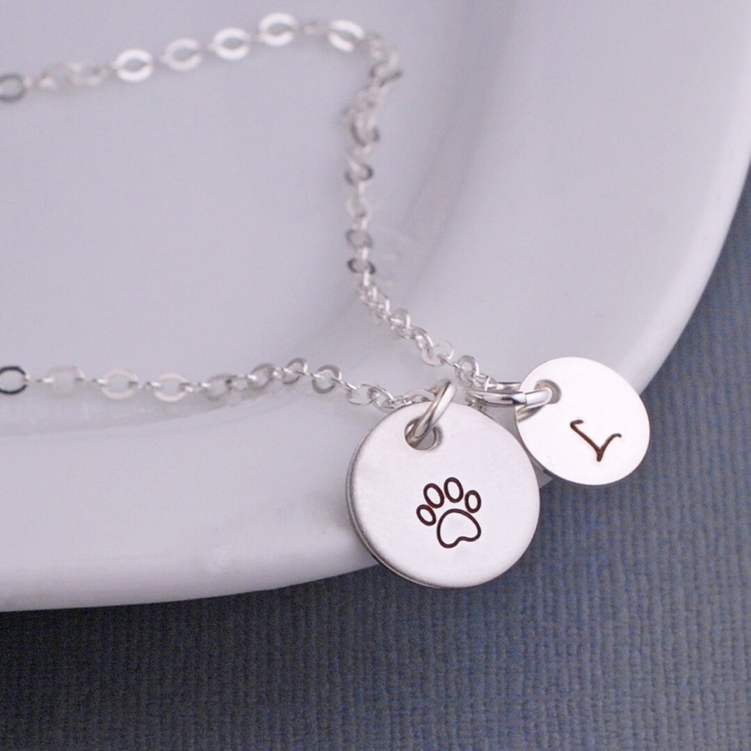 Paw Print Necklace, Custom Pet Memorial Necklace, Personalized Cat or ...