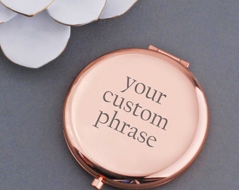 Design Your Own Pocket Mirror, Engraved Gift for Her, Mother's Day Gift, Custom Phrase Pocket Mirror, Gift For Mom, Custom Compact Mirror