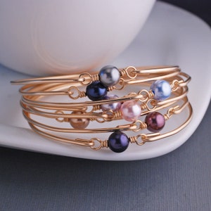 Gold Pearl Bracelet, Bridesmaid Gift, Swarovski Choice of Color Pearl Bracelet, Bridesmaid Jewelry, Birthday Gift, Gold Bracelet, Moms Gift