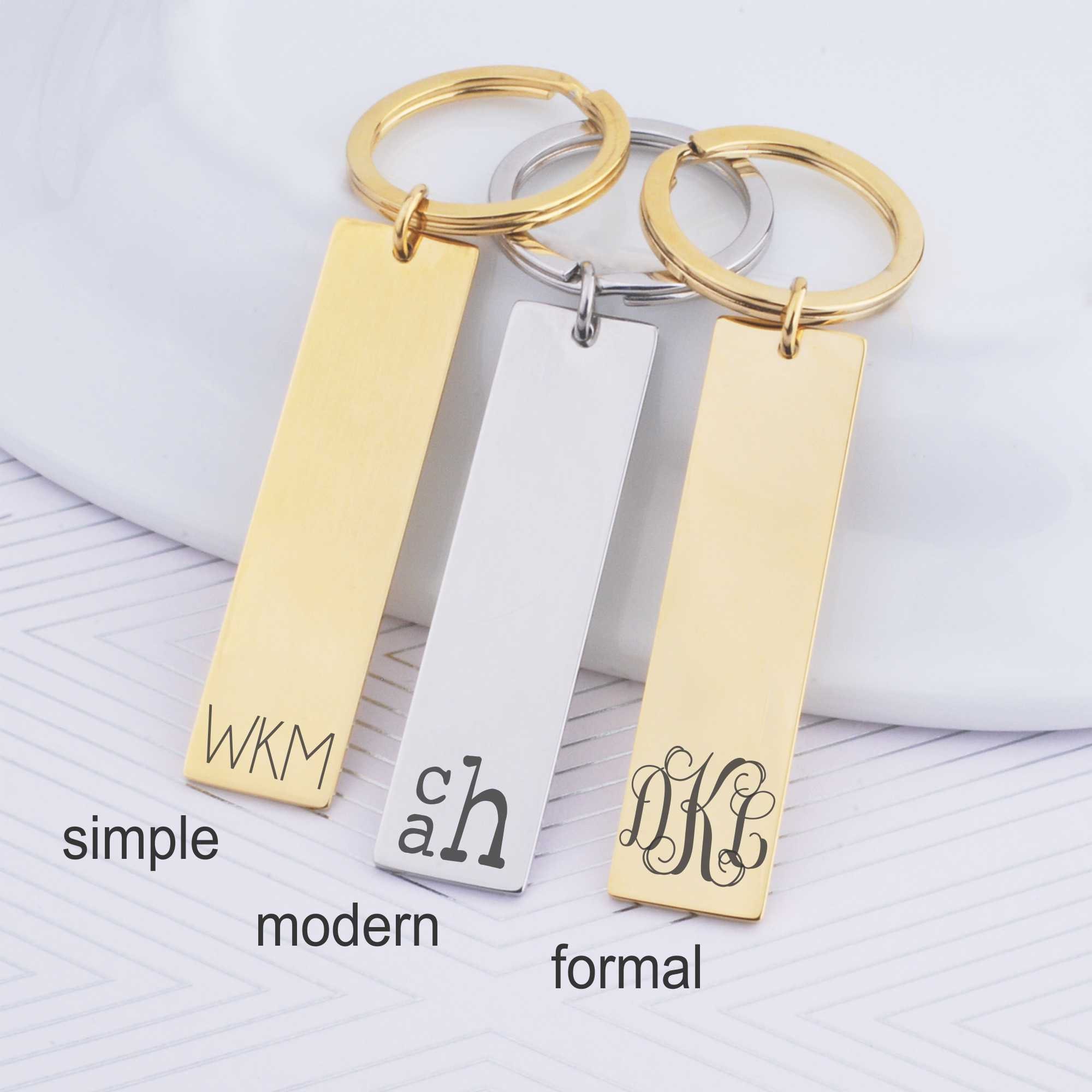 Monogram Keychain, Personalized Monogrammed Key Ring, Initial Keychain ...
