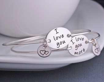 I Love You More Mother Daughter Bracelets, Mother's Day Gift Set, Mom and Daughter Jewelry Gift Set, Birthday Gift for Mom