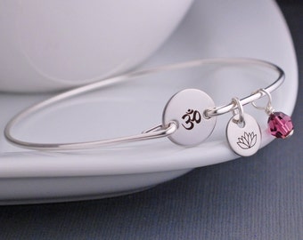 Om Jewelry, Yogi Gift, Yoga Bracelet, Bangle Bracelet , Yoga Lover Christmas Gift, Personalized Bracelet, Ohm Jewelry