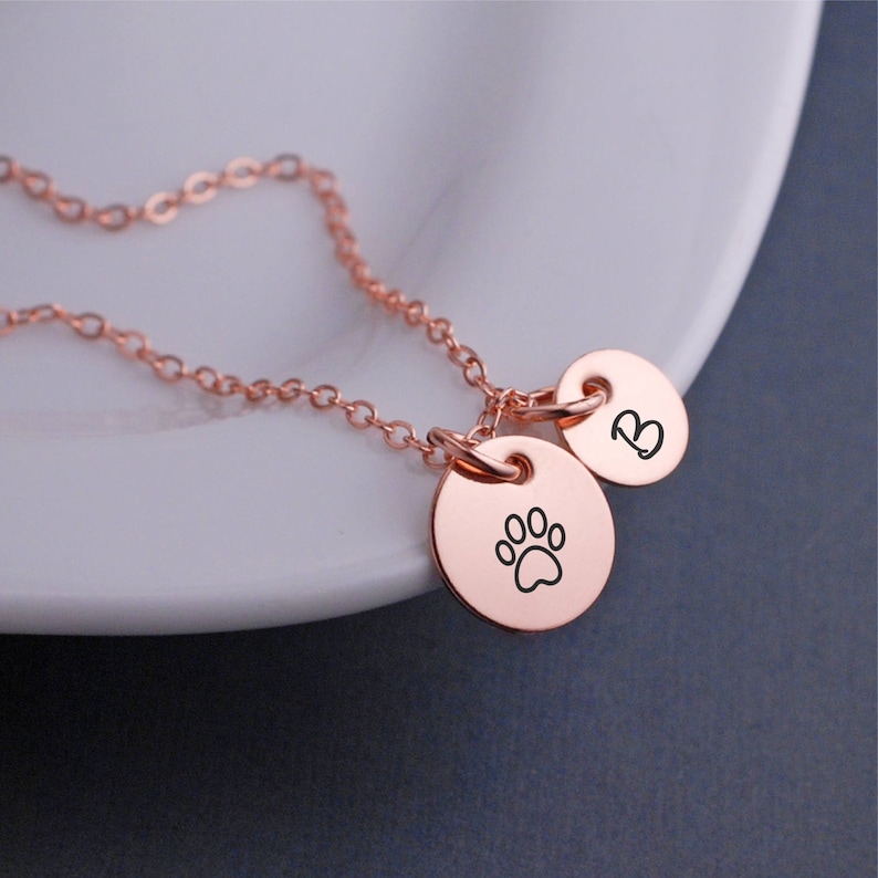 Rose Gold Paw Print Necklace Pet Jewelry Dog Mom Gift Cat Etsy
