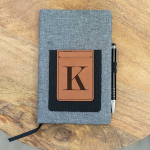 Initial Journal With Cell Phone Pocket and Pen, Personalized Notebook ...