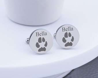 Paw Print Cuff Links, Your Pet's Actual Paw Print Engraved on Cufflinks, Birthday or Wedding Gift for Pet Owner, Cufflinks for Groom
