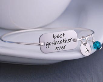 Godmother Jewelry, Custom Best Godmother Ever Bracelet, Mother's Day Gift for Godmother, Baptism, Confirmation, Communion