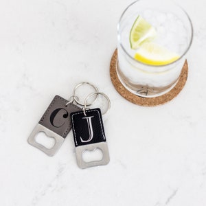 Initial Leather Bottle Opener Keychain, Personalized Leather Key Chain, Bottle Opener Keychain, Personalized Gift, 21st birthday Gift