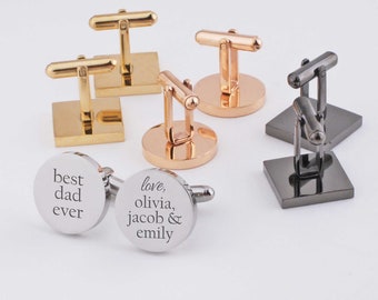 Personalized Cuff Links, Father's Day Gift, Best Dad Ever Cufflinks, Custom Cuff Links for Dad from Kids