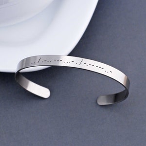 Secret Message Bracelet, Morse Code Bracelet, Custom Engraved Cuff Bracelet, Gift for Her, Anniversary Gift for Girlfriend Mother's day gift