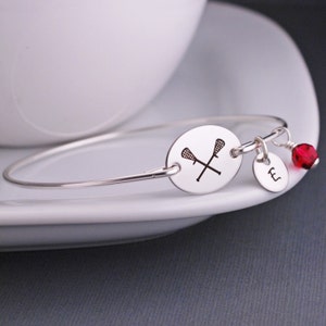 Lacrosse Bracelet, Jewelry for Lacrosse Mom, Custom Lacrosse Bangle Bracelet, Sports Jewelry, Athletic Jewelry, Lacrosse Team Gift