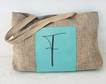 Personalized Burlap Tote Bag With Initial, Mother's Day Gift Personalized Bag, BFF Gift, Gift For Her, Personalized Tote, Birthday Gift