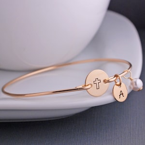 Cross Bracelet, Custom Cross Jewelry, Baptism Gift, Confirmation Jewelry, First Communion Gift, Religious Jewelry, Faith Jewelry For Women