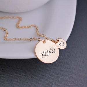 Gold XOXO Necklace, Gold Jewelry, Gift for Wife, Gold Necklace, Handmade Jewelry, Mother&#39;s Day Gift, Girlfriend Gift