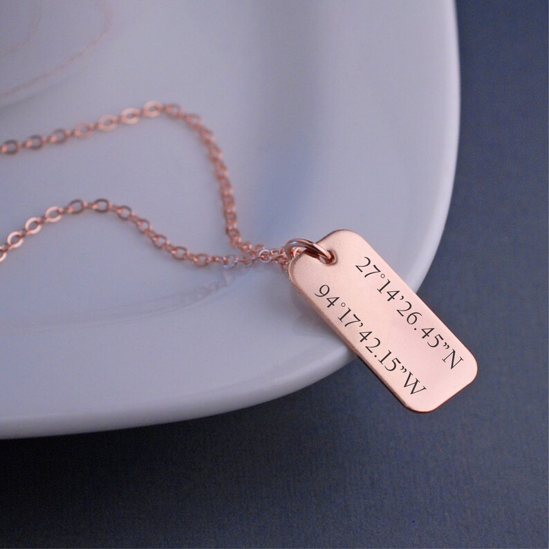 Anniversary Gift for Girlfriend, Custom Coordinates Jewelry Personalized, Anniversary Gift for Wife, Latitude Longitude Necklace for Her image 3