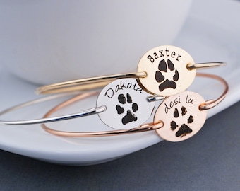 Real Paw Print Bracelet, Unique Pet Gift, Your Pet's Actual Paw Engraved Jewelry, Custom Paw Print Gift for Pet Owner, Dog Owner Cat Owner