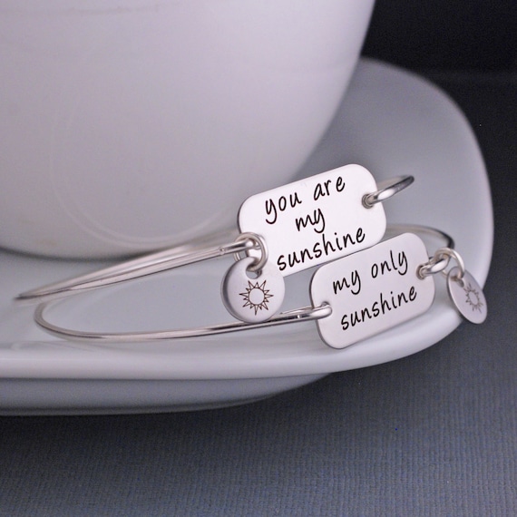 You Are My Sunshine Bracelet Set Personalized Mother Daughter Set