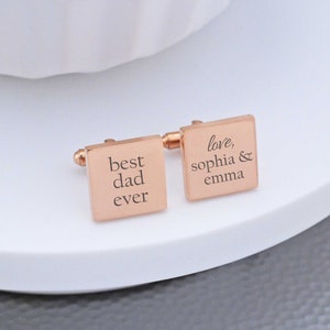 Personalized Cuff Links, Father's Day Gift, Best Dad Ever Cufflinks, Custom Cuff Links for Dad from Kids image 6