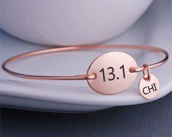 Half Marathon Bracelet, Athletic Jewelry, Gift for Runner, 13.1 Bangle Bracelet, Simple Athletic Jewelry, Runners Gift, Marathon Runner