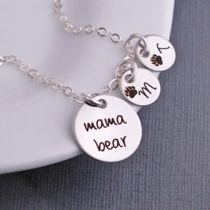 Mama Bear Necklace, Personalized Mama Bear Jewelry, Mother's Day Gift for Mom, Birthday Gift from Kids