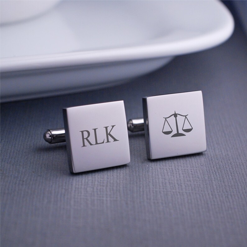 Lawyer Gift, Scales of Justice Cufflinks, Personalized Lawyer Cufflinks, Custom Cuff Links for Law School Graduation image 4