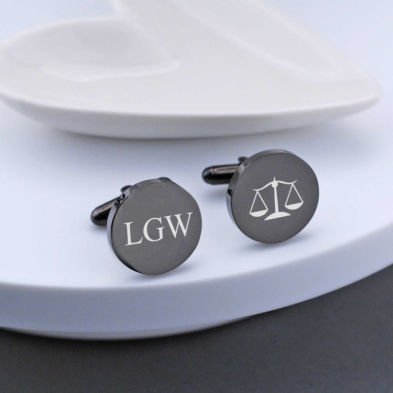 Lawyer Gift, Scales of Justice Cufflinks, Personalized Lawyer Cufflinks, Custom Cuff Links for Law School Graduation afbeelding 8