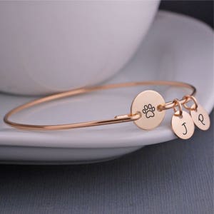 Gold Pet Jewelry, Personalized Pet Memorial Jewelry, Gold Paw Print Bracelet, Pet Lover Gift