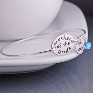 Mother of the Bride Jewelry, Gift for MOTB Bangle Bracelet, Wedding Party Jewelry Gifts