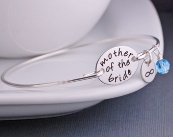 Mother of the Bride Jewelry, Gift for MOTB Bangle Bracelet, Wedding Party Jewelry Gifts