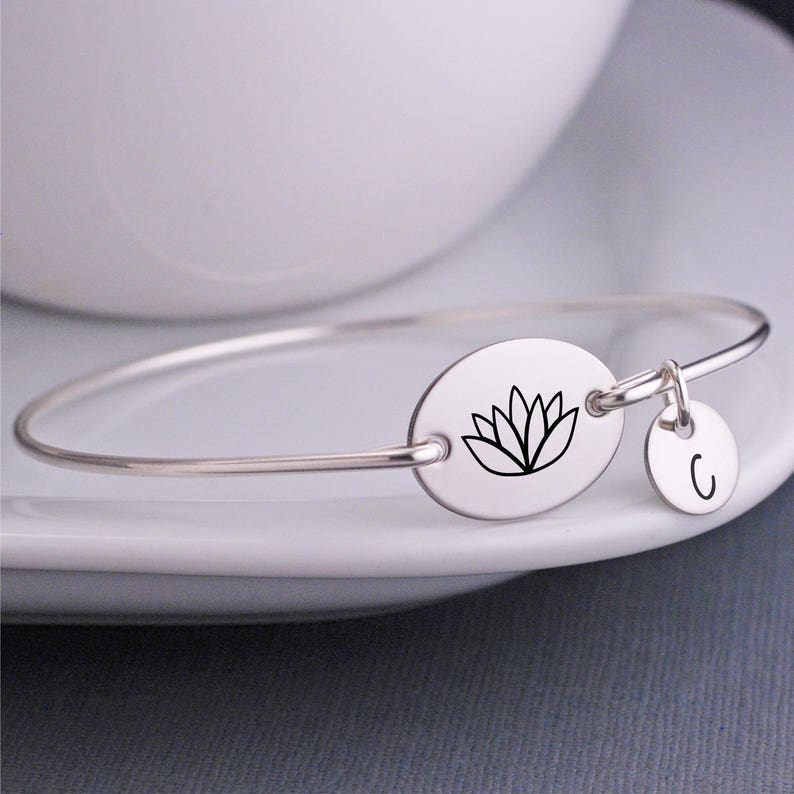 Lotus Jewelry Lotus Bracelet Lotus Blossom Flower Engraved Etsy