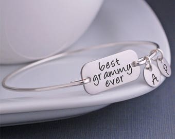 Best Grammy Ever Bangle Bracelet, Mother's Day Gift for Grammy, Grammy Jewelry, Custom Engraved Gift for Grammy