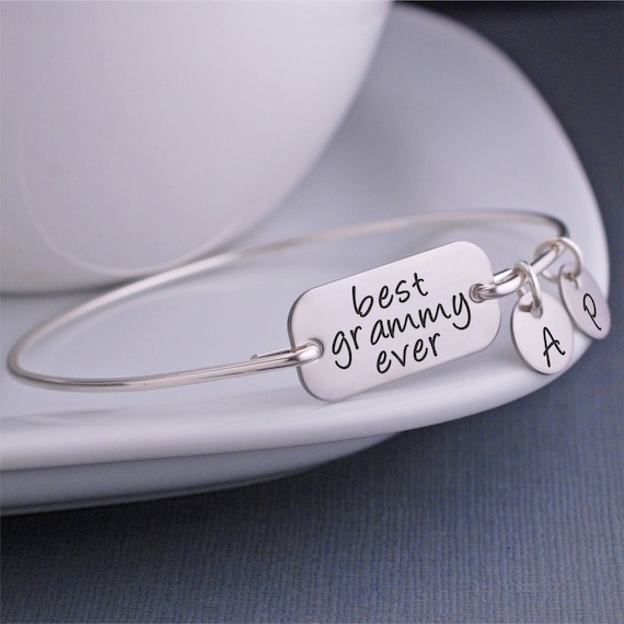 Gioielli per la nonna, braccialetto in argento La nonna migliore di sempre, regalo per la festa della mamma per la nonna, braccialetto rigido personalizzato con incisione, regalo per la nonna