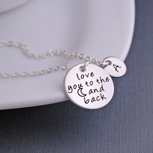 Collar "Te quiero hasta la luna y de vuelta", Joyería personalizada de la luna, Regalo de Navidad para hija, Regalo para hija, Regalo personalizado para ella