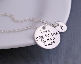 Love You to the Moon and Back Necklace, Personalized Moon Jewelry, Gift for Daughter, Gift for Mother's Day, Personalized Gift for Her