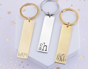 Monogram Keychain, Personalized Monogrammed Key Ring, Initial Keychain, Personalized Gift, Modern Monogram