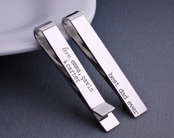 Gift for Dad, Custom Tie Bar, Tie Clip, Father's Day Gift for Dad, Best Dad Ever with Personalization on the Back