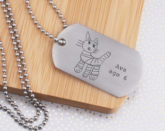 Handwriting Necklace For Dad,  Father's Day Gift From Daughter, Dog Tag Necklace for Him, Custom Gift From Son, Best Dad Ever Gift