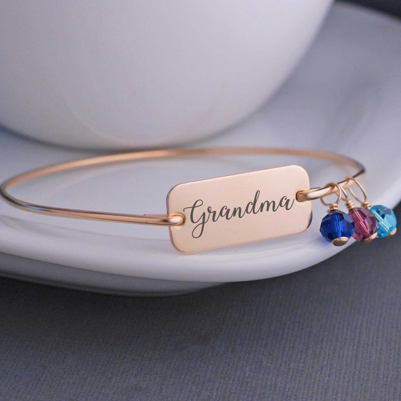 Mother's Day Gift for Nana, Mimi, Gigi, Yaya Bracelet, Personalized Bracelet for Grandma from Grandkids, Personalized Name Bracelet Gift image 2